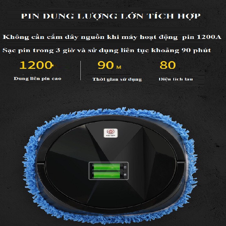 Robot lau nhà - Có bảo hành - robot lau nhà tự động pin sạc USB chạy êm lau khô, lau ướt sàn nhà gạch, gỗ sạch hiệu quả