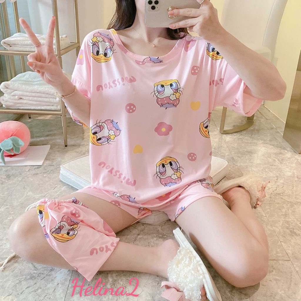 Bộ đồ bầu và sau sinh áo cộc quần đùi họa tiết siêu cute  BĐ838