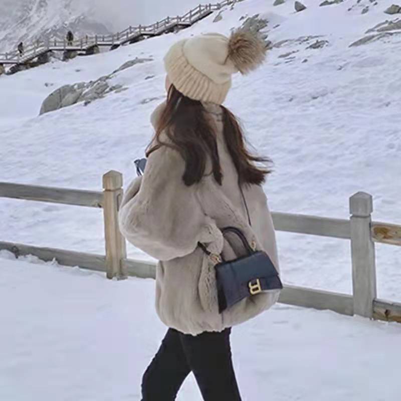 Áo khoác lông giả lông thỏ dày mùa đông dành cho nữ