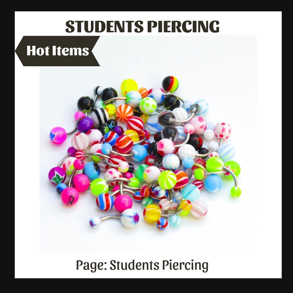 [RẺ VÔ ĐỊCH] Khuyên Rốn Cơ Bản Bi Nhựa Màu Cá Tính - Khuyên Rốn Students Piercing