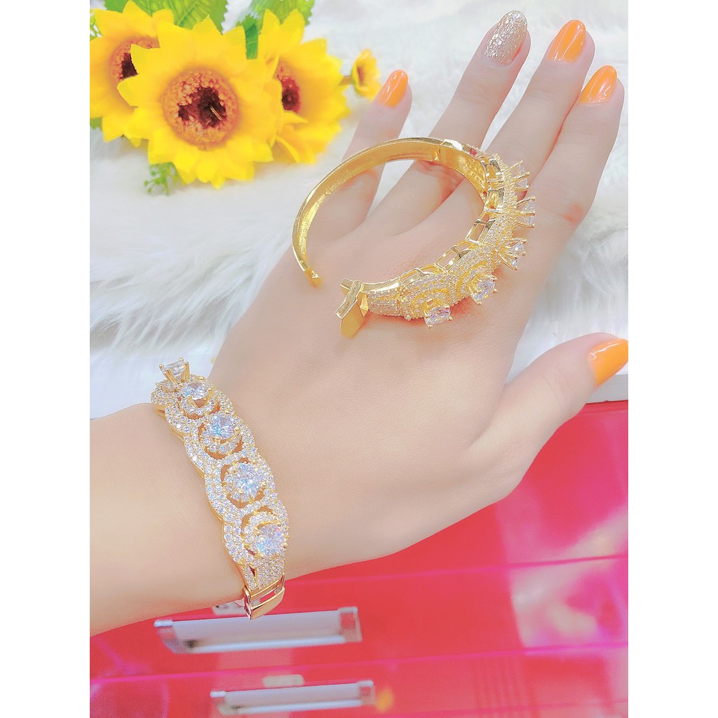 Vòng tay nữ UHA, lắc tay bền màu thiết kế cao cấp sáng lấp lánh V1902199AT-640