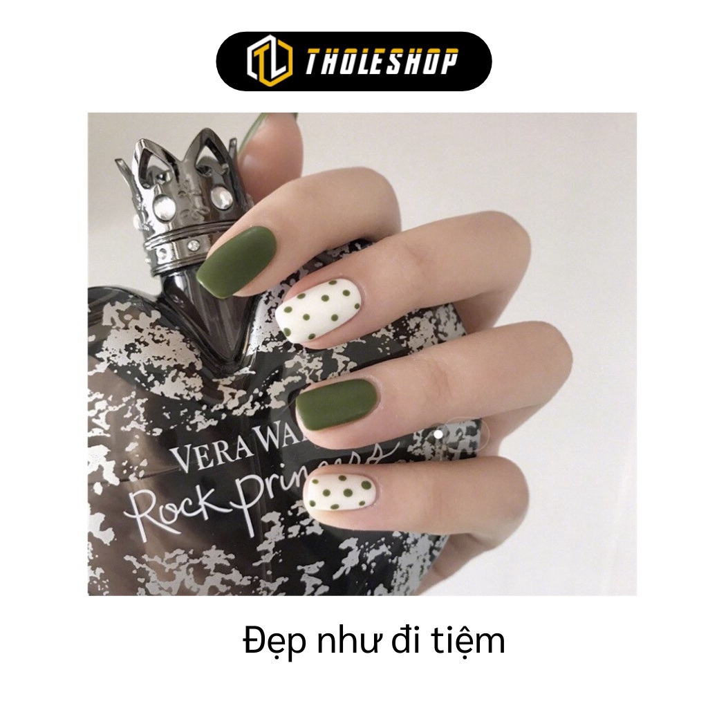 [SGD] Móng Tay Giả - Bộ Nails 24 Móng Giả Màu Xanh Chấm Bi Đa Dạng, Thời Trang Nữ 8979