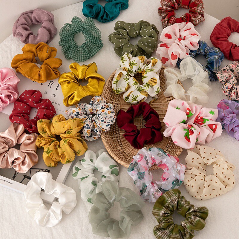 Dây Buộc Tóc Vải Scrunchies Cute Giao Mẫu Ngẫu Nhiên