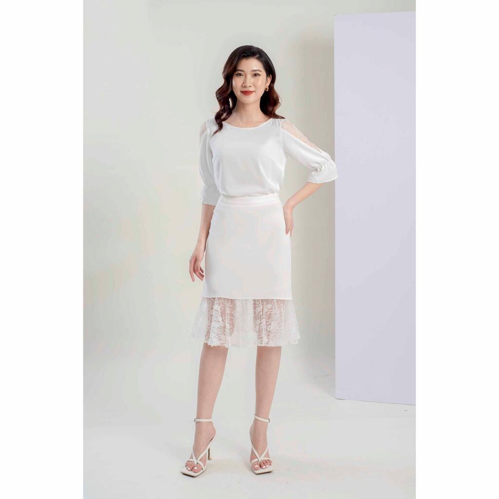 Sét bộ Áo Tay Lỡ Cộng Chân Váy Đuôi Cá Phối Ren MMOutfit M-SB031120003