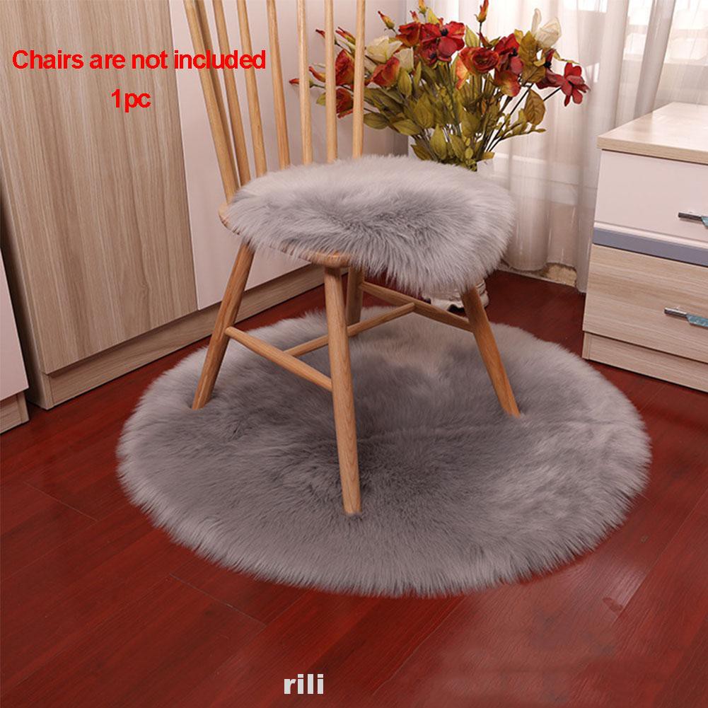 Thảm lót sàn hình tròn bằng vải da cừu mềm mại trang trí ghế ngồi/phòng ngủ trong nhà