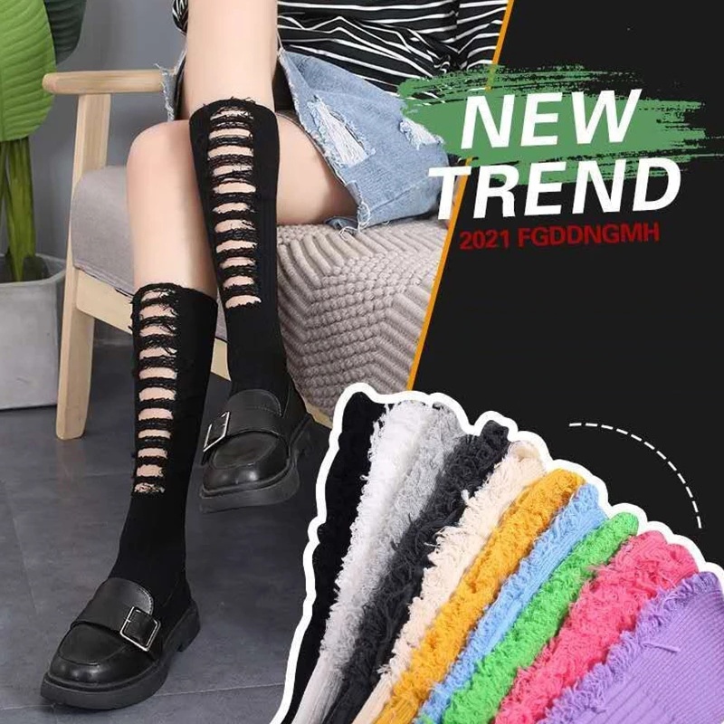Đôi Tất Cotton Cổ Cao Nhiều Màu Phong Cách Harajuku Cho Nữ Size 34-42