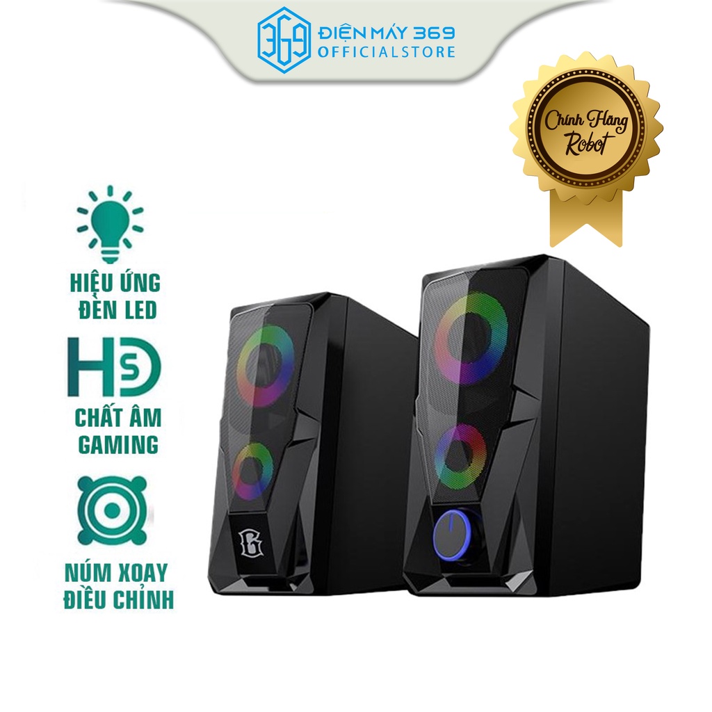 Loa Máy Tính ROBOT RS200 Hiệu Ứng RGB LED Đổi Màu - Âm Thanh HD Sống Động Chất Lượng Cao, Cổng Kết N