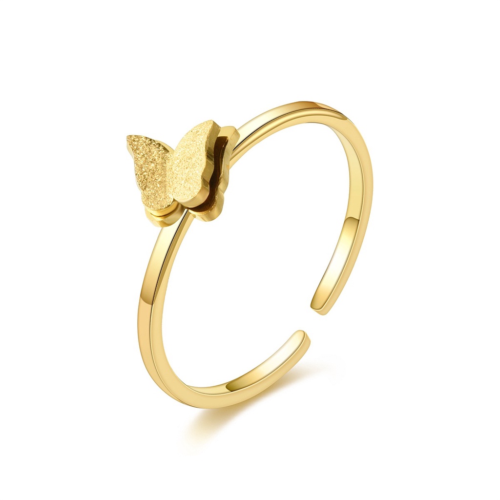 Nhẫn Hở Chất Liệu Thép Không Gỉ Mạ Vàng 18K Nhiều Hình Dáng