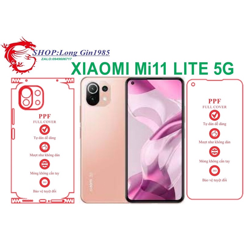 Xiaomi M11 Lite 5G miếng dán trong Ppf mặt sau và mặt trước chống va đập chống trầy xước
