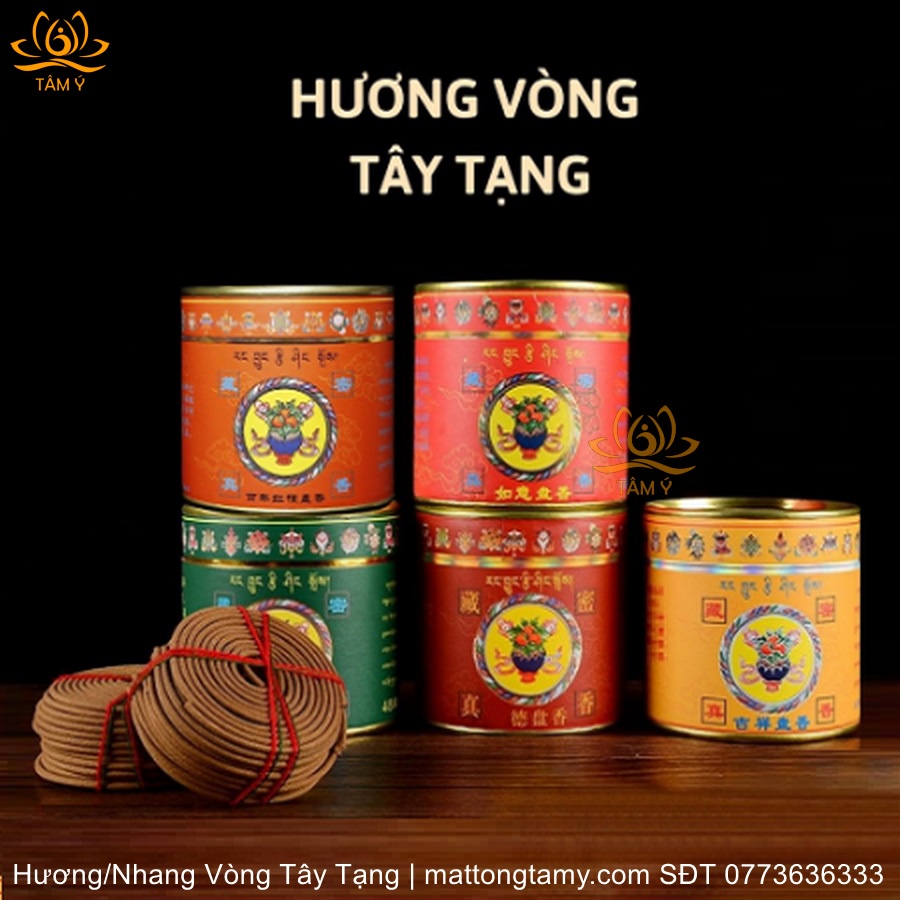 Đàn hương nhang vòng Tây Tạng loại 4h hộp 48 vòng