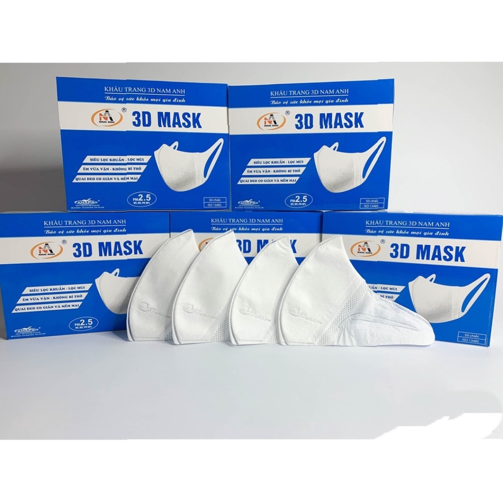 [CHÍNH HÃNG] Khẩu Trang 3D MASK 3 lớp Nam Anh công nghệ Nhật Bản ( 50 cái/ Hộp )