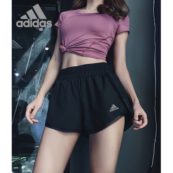 Quần Short Thể Thao Adidas Lưng Cao Co Giãn Thoáng Khí Nhanh Khô Thời Trang Cho Nữ