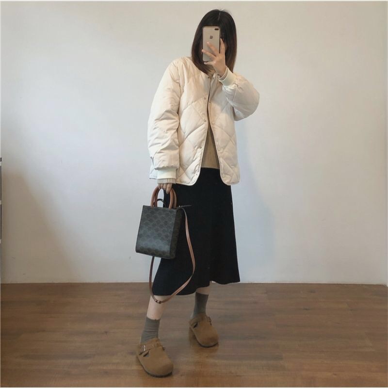 Áo Phao Hoạ Tiết Quả Trám Không Cổ - A004