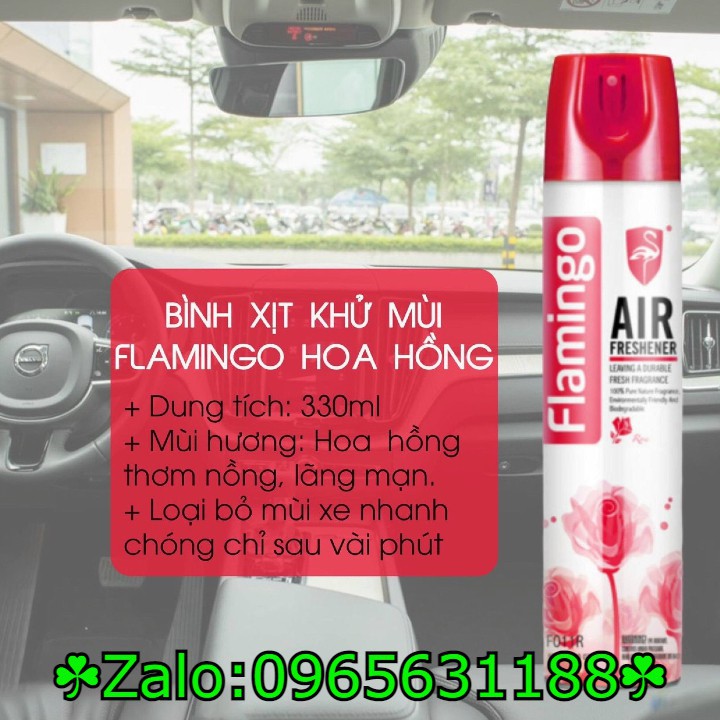 Combo 03 Bình Xịt khử mùi xe ôtô Air Freshener Flamingo - F011 330ml - 6 mùi thơm