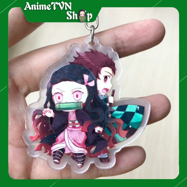 Móc khoá Mica anime Kimetsu No Yaiba (Loại 2 - Đời thường) - Nhựa Cứng Acrylic In 2 mặt sắc nét ( ảnh thật )