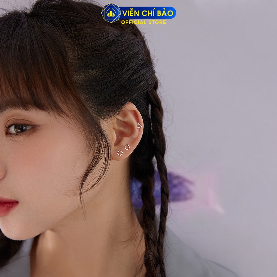 Bông tai bạc nữ hình học đa giác chất liệu bạc S925 thời trang phụ kiện trang sức nữ Viễn Chí Bảo B400088