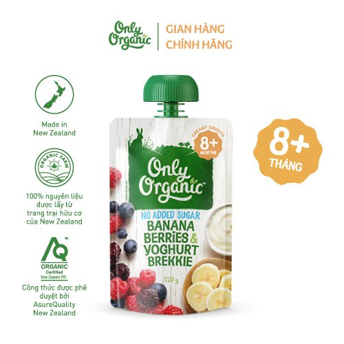 Dinh Dưỡng Ăn Dặm Hữu Cơ Sữa Chua, Các Loại Dâu Only Organic 120g