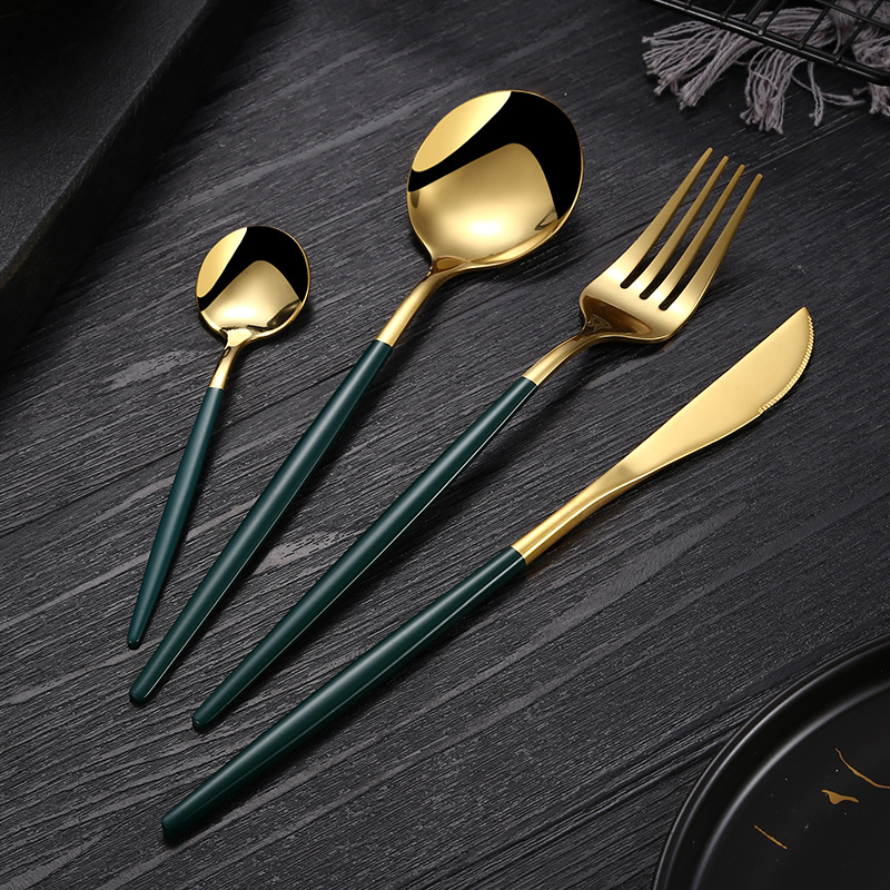 Bộ đồ ăn Dao kéo bằng thép không gỉ 304, dao để bàn, muỗng, nĩa, đũa, muỗng cà phê, năm lựa chọn