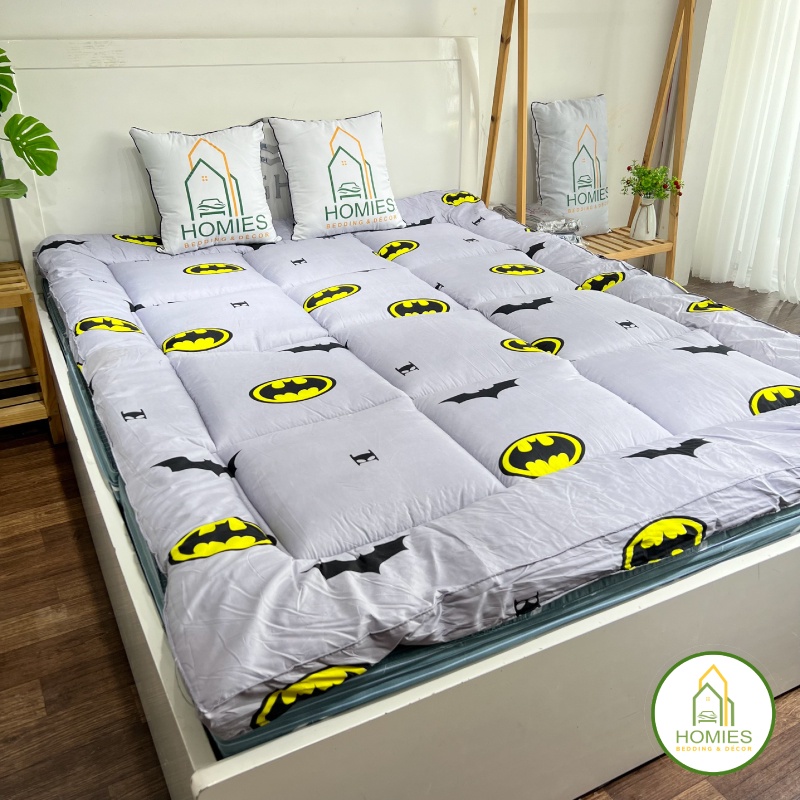 Nệm Topper Batman HOMIES Tấm làm mềm đệm cotton Đũi Hàn quốc mới nhất 2020 - Có Chun 4 Góc Cố Định Đệm
