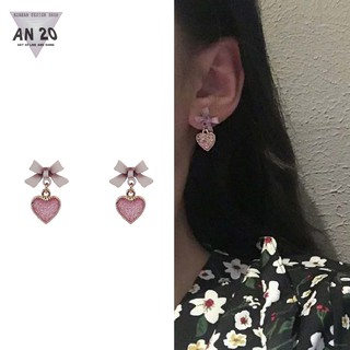 Bông tai Bạc màu tím 💖💖 Hình trái tim Thời Trang phong cách Hàn Quốc