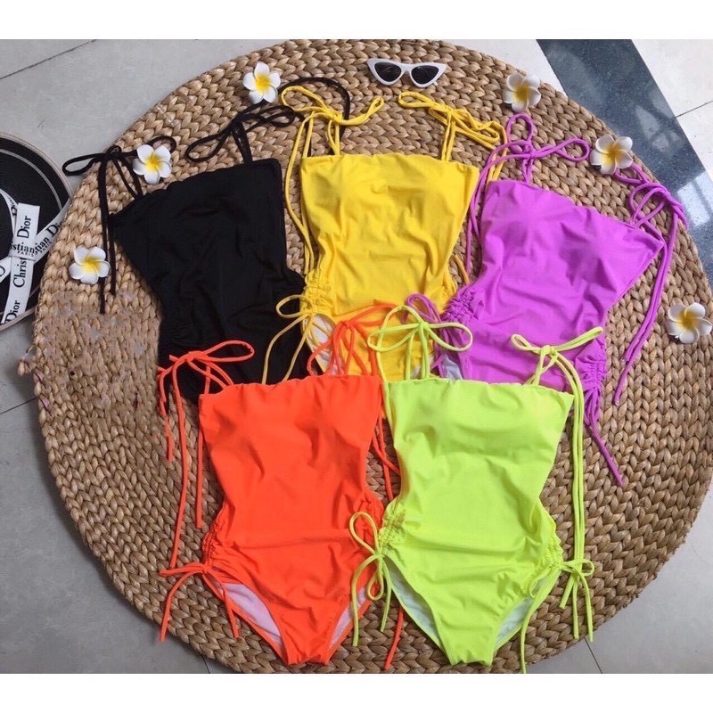 Bikini Liền Thân Dây Rút Sườn Tôn Dáng, Bodysuit Hai Dây Rút Eo Nhiều Màu [Ảnh Chụp Thật]  - OS055