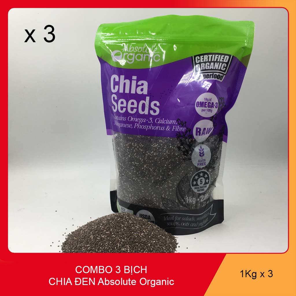 [Combo 3 bịch 1kg x 3 = 3kg] Hạt Chia organic hàng chuẩn của Úc.