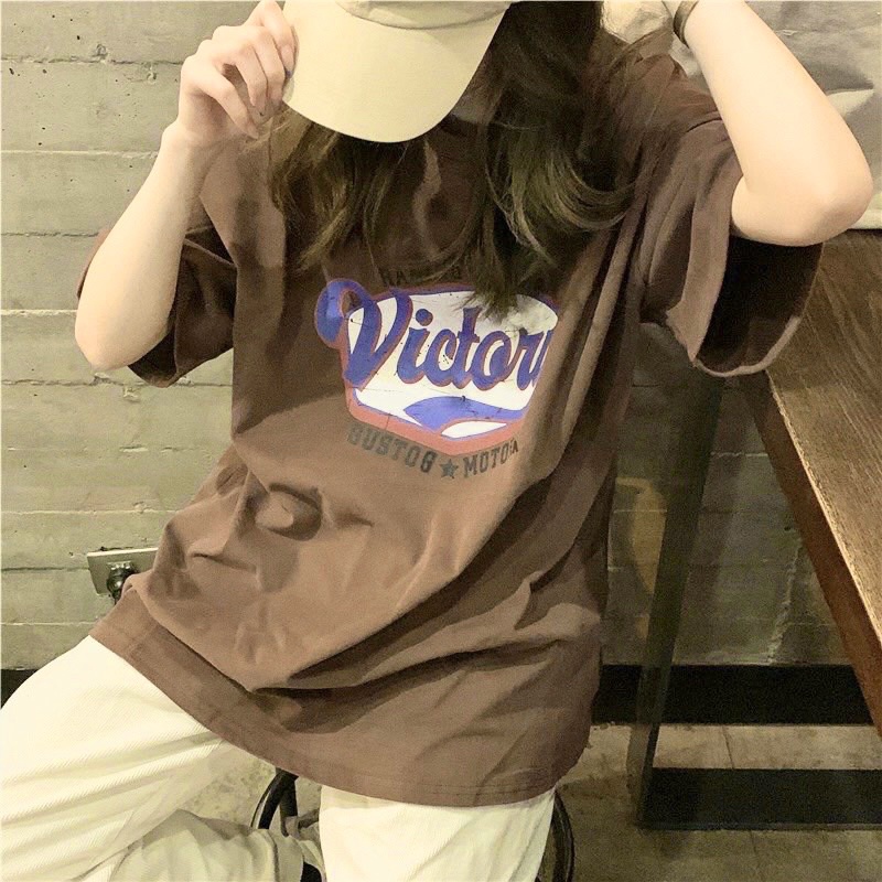 Áo thun phông logo tay nam nữ PINK tay lỡ form rộng VICTORY Unisex