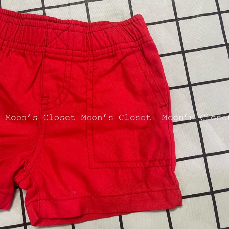 Quần short đỏ trơn Carter size 3m-24m (form to 6-16kg)