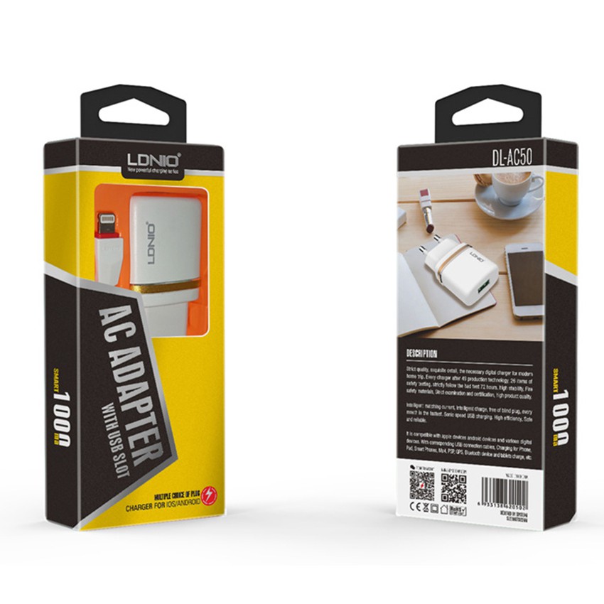 Sạc Iphone Combo sạc iphone chính hãng LDNIO - Củ sạc kèm dây sạc cho điện thoại Iphone