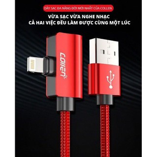 Cáp sạc 3in1 sạc iphone + đầu ngang gaming + kết nối chân tai nghe chân dẹt cho iphone 7 trở lên[CHÍNH HÃNG BẢO HÀNG]