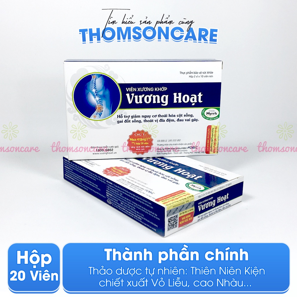 Bổ xương khớp Vương Hoạt - Hỗ trợ giảm đau mỏi vai gáy, thoái hóa cột sống, thoát vị địa đệm - Vỉ 20 viên nén