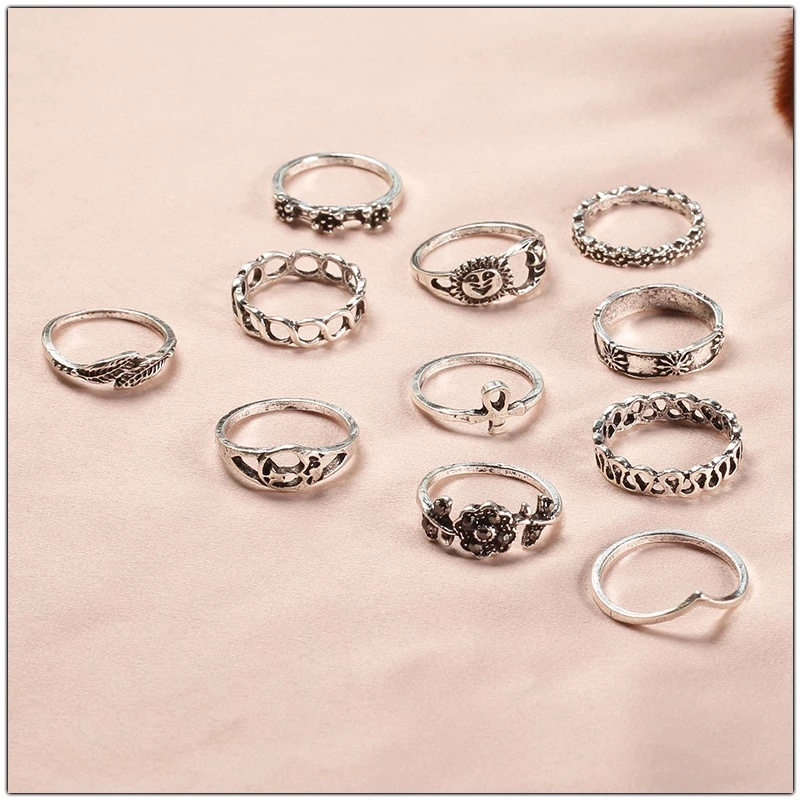 Set 11 Nhẫn Đeo Đốt Ngón Tay Nhiều Kiểu Dáng Thời Trang Cho Nữ