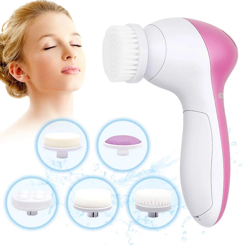 Máy Rửa Mặt Mát Xa 5 Trong 1 Có Thể Thay Đổi Tiện Dụng