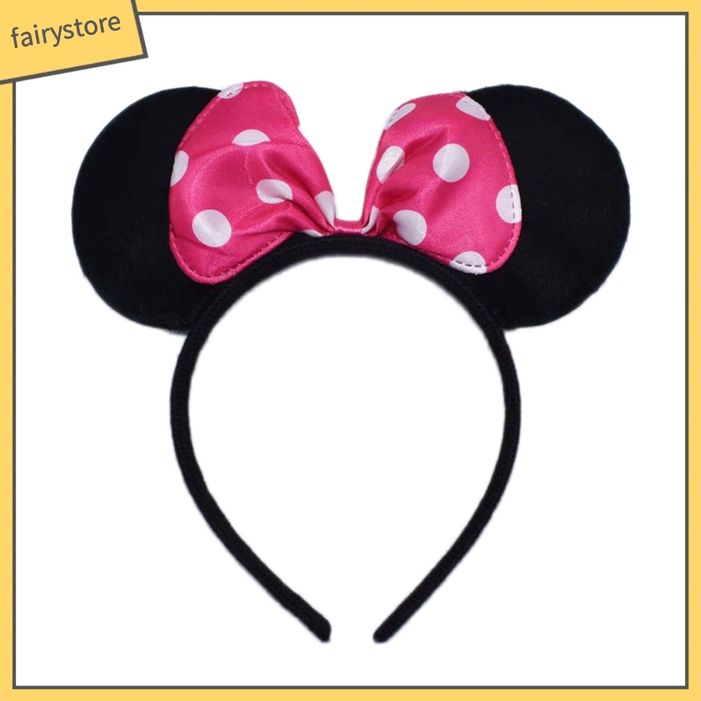 Băng Đô Cài Tóc Phối Tai Chuột Mickey Đáng Yêu Cho Bé Gái