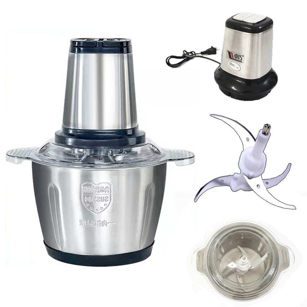 Máy Xay Thịt, Máy xay sinh tố cầm tay Cối Inox 4 Lưỡi Đa Năng,Công suất 300W xay thịt, tỏi ớt, rau củ quả.