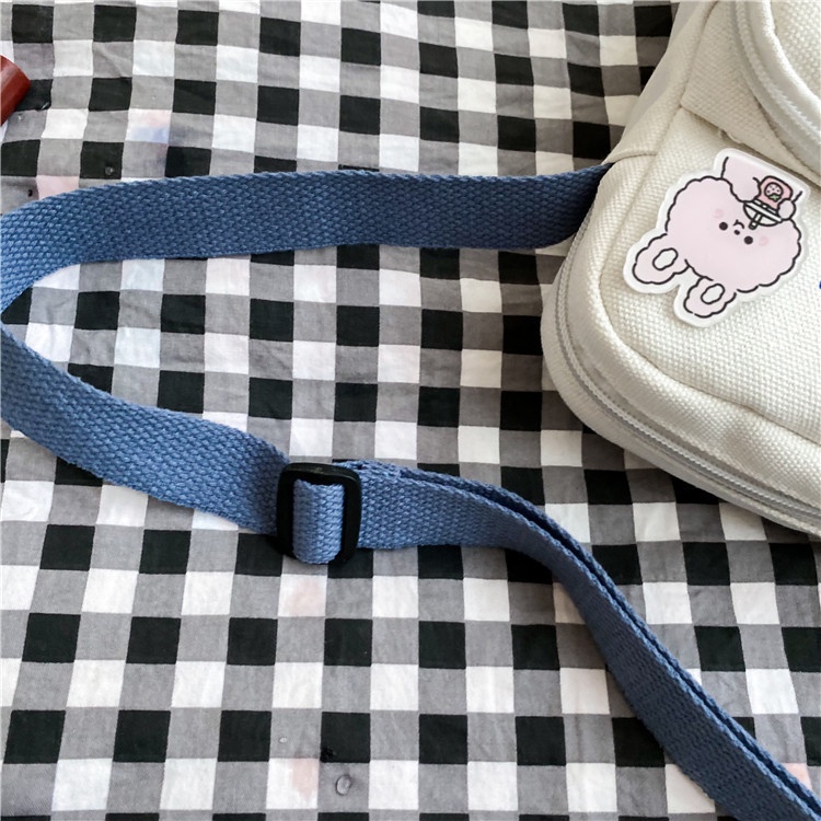 Túi Đeo Chéo Canvas Họa Tiết Hoạt Hình Dễ Thương Cho Học Sinh