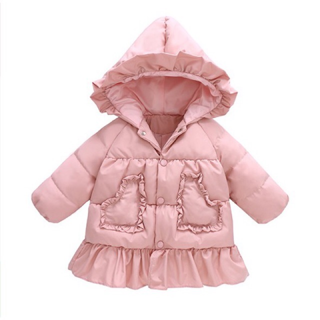 Áo khoác phao bé gái 9-20kg đuôi cá viền bèo điệu đà ấm áp-HÀNG QCCC AK07