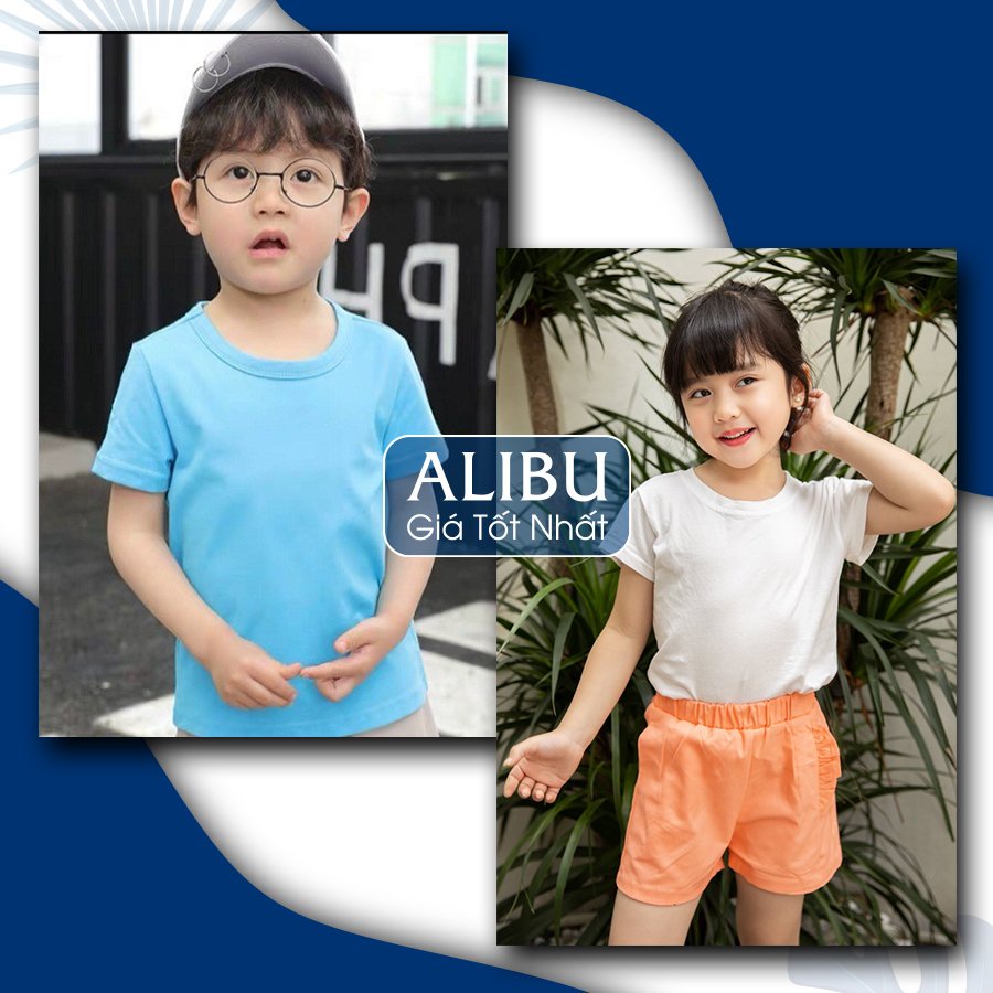 xưởng áo thun trơn bé cotton cổ tròn trẻ em trai gái vải đẹp giá rẻ