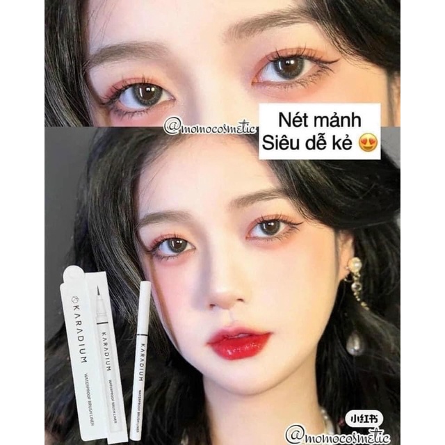 Bút dạ kẻ mắt Karadium Waterproof Brush Eyeliner không lem, không trôi, sắc nét, siêu mảnh Chiin Beauty