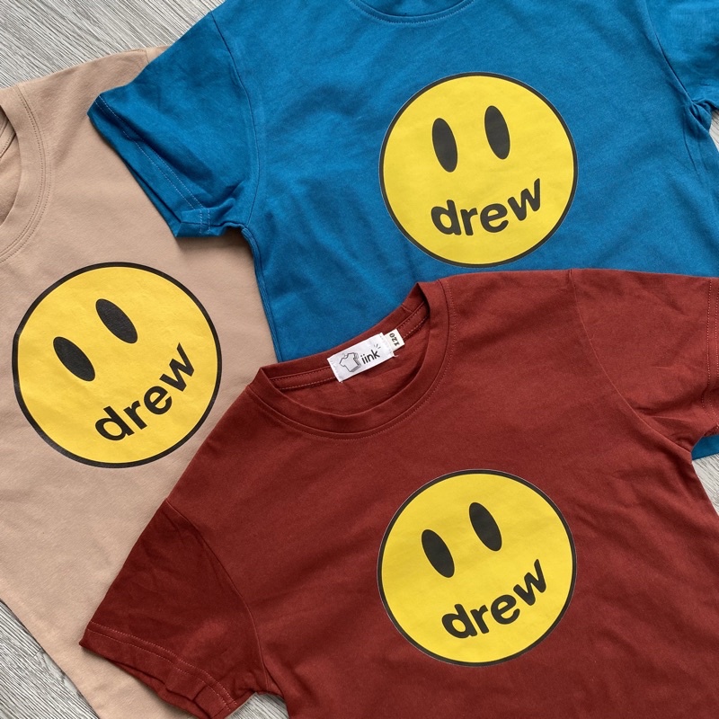 Áo phông mặt cười D rew chất cotton mềm thoáng cho bé Tiink Store