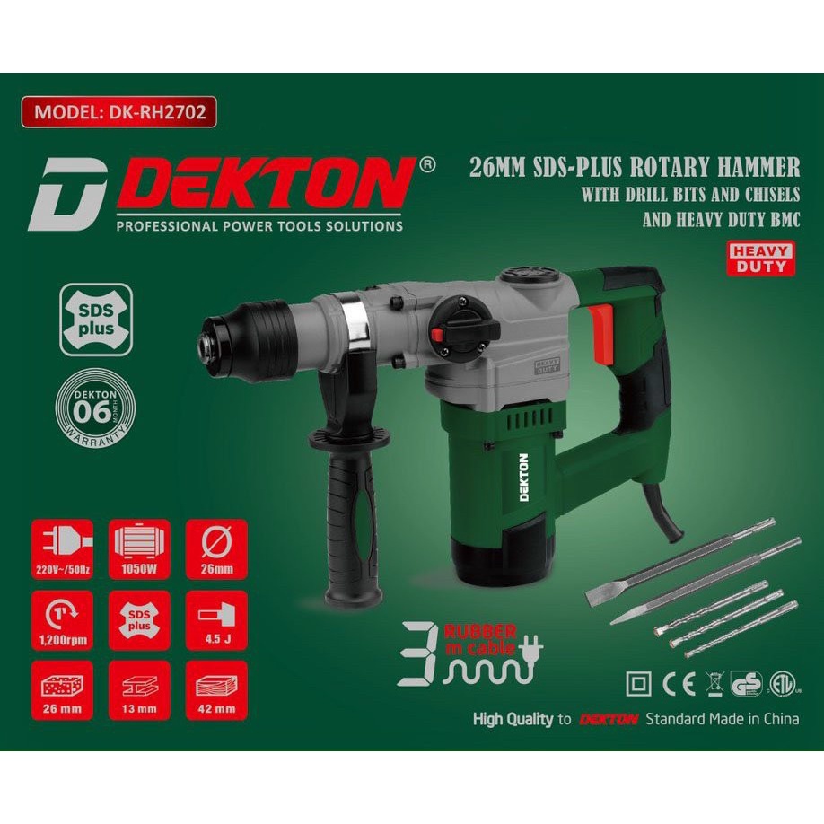 Máy Khoan Đục 2 Chức Năng Dekton / DK-RH2702 / 1050W / SDS Plus