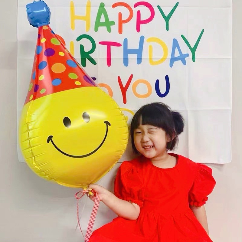 Bong Bóng Nhôm Hình Mặt Cười 4D Trang Trí Tiệc Sinh Nhật Cho Bé