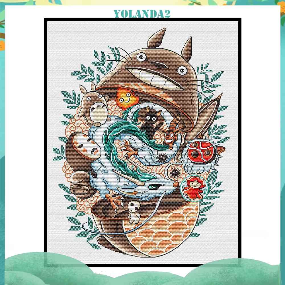 Toàn Bộ Bộ Tranh Thêu Chữ Thập 11CT DIY Hình Totoro Xinh Xắn Đáng Yêu