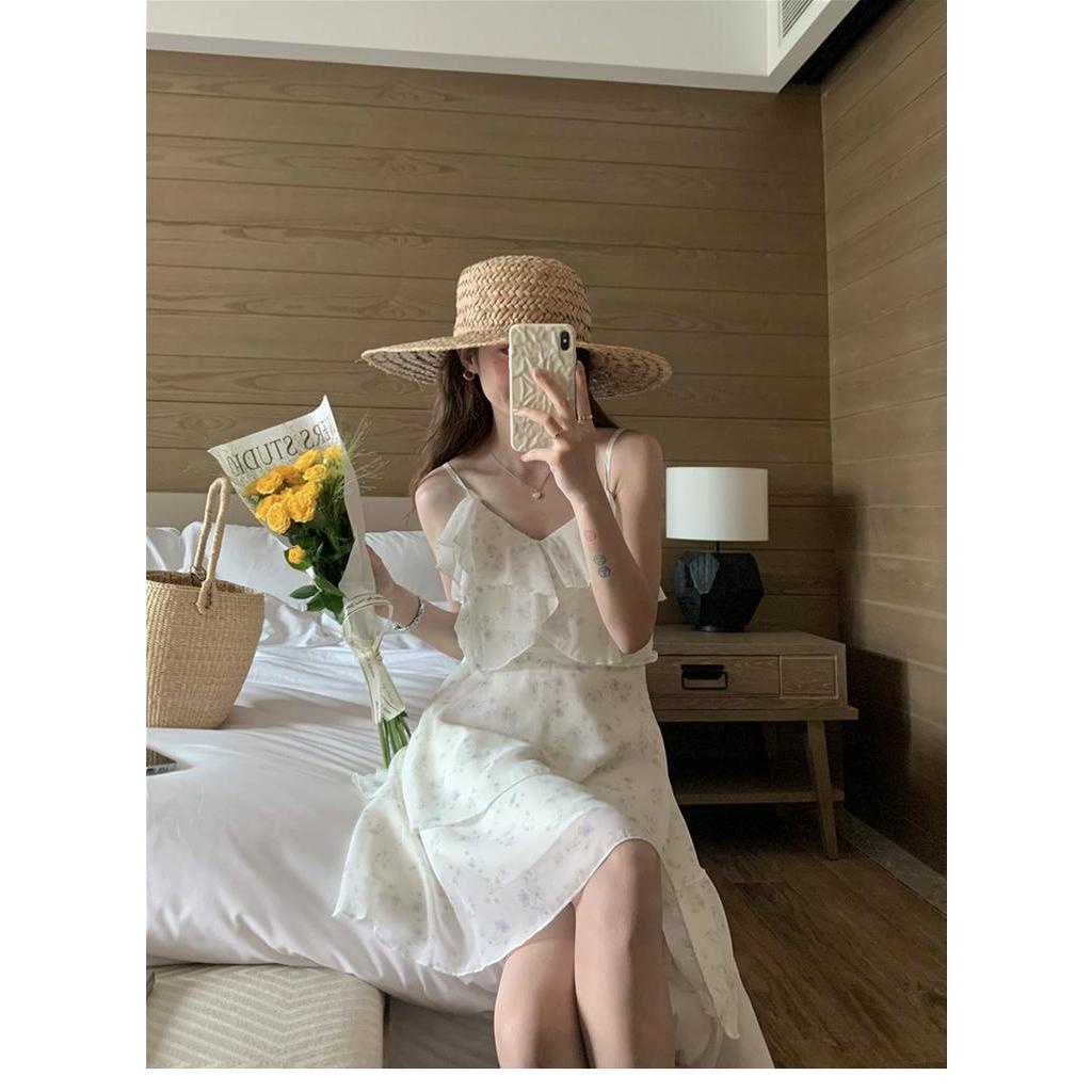 Đầm Chiffon Hoa Hai Dây Thời Trang Mùa Hè Kiểu Mới 63566