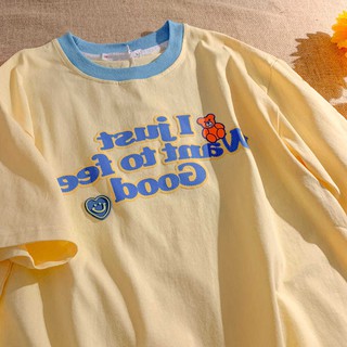 🎀🎀　Super Japanese fire hit the letter color short-sleeved T-shirt female students 2021 summer new Korean version loose cotton t-shirt