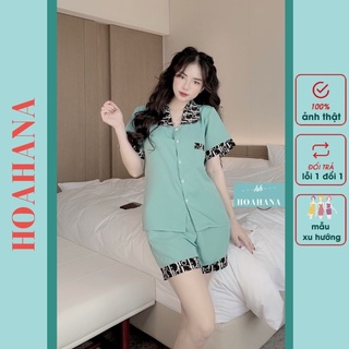 Đồ bộ nữ , pijama lụa tiểu thư cổ sen áo cộc quần đùi xinh xắn HOAHANA-SDU