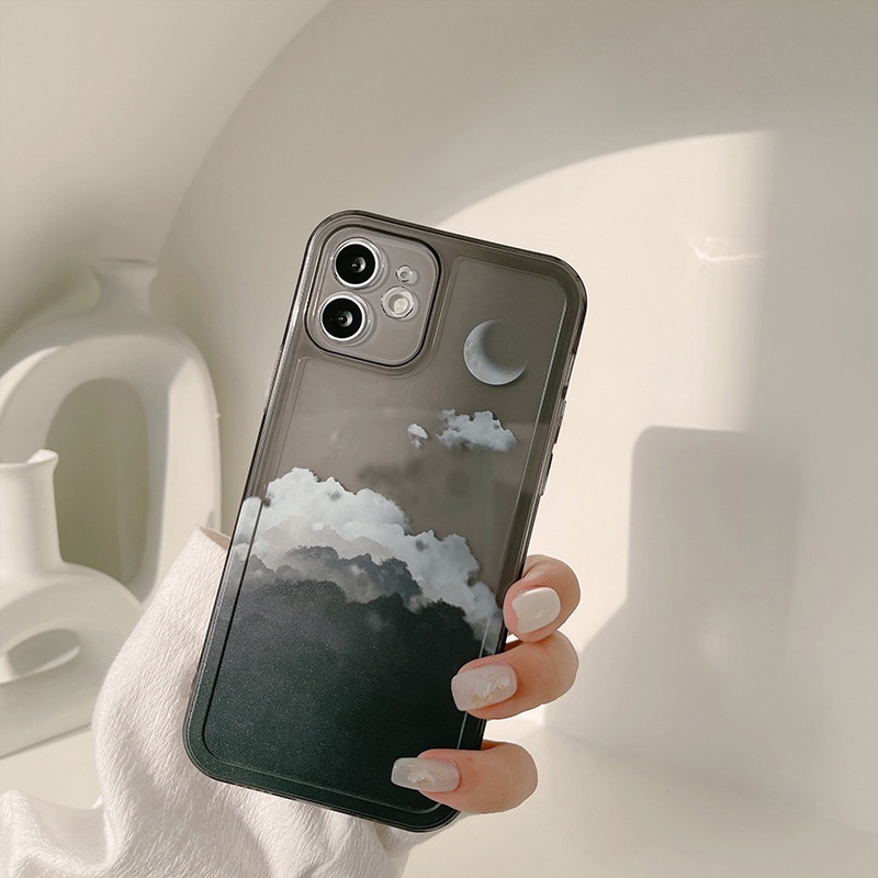 Ốp Điện Thoại TPU Silicone Hình Đám Mây Đen Cho iPhone 11 pro max X Xr Xs 7 8 14 Plus Se 2020 12 pro max 13