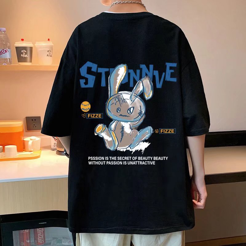 Áo Thun Dáng Rộng In Chữ Phong Cách Hip Hop Hàn Quốc Thời Trang Mùa Hè Cho Nam Và Nữ Size M-8XL