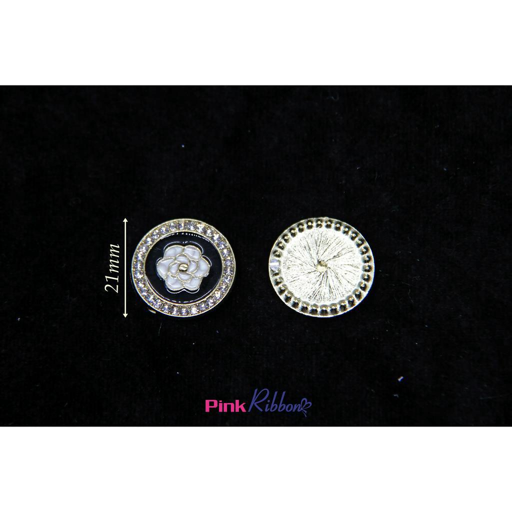 Charm hoa hồng viền đá nhí đường kính 2.1cm