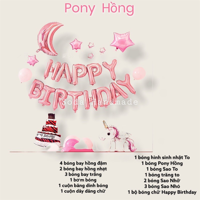 Set sinh nhật Pony hồng